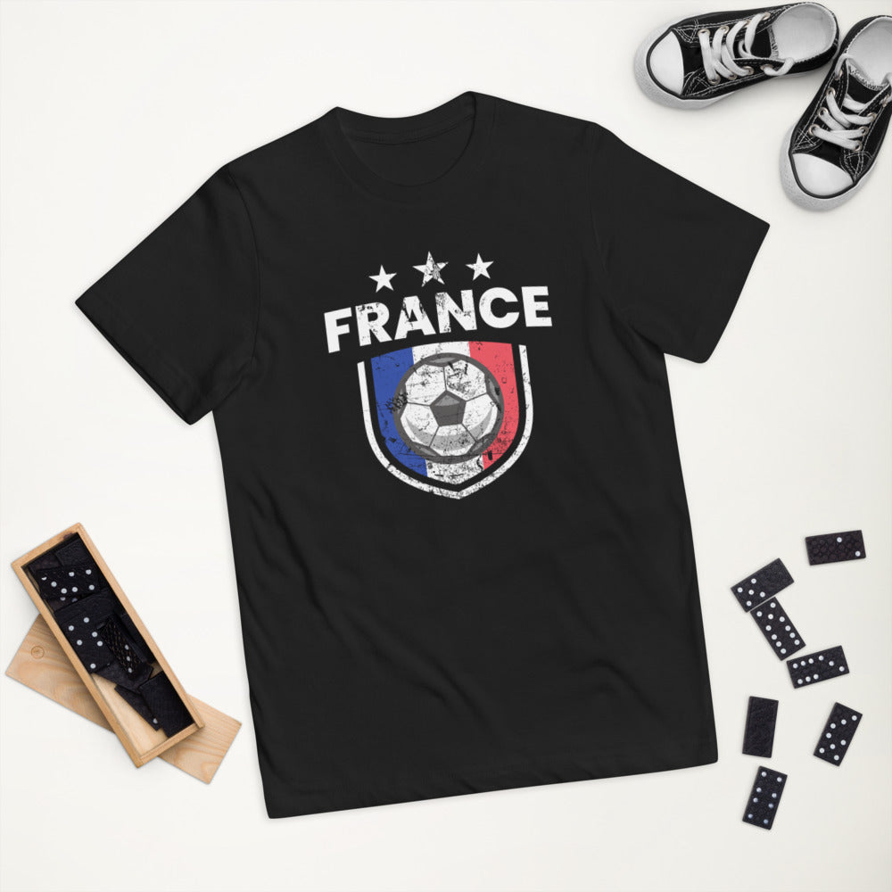 Retro France Soccer Team Football Fan Country French Flag Youth Jersey T-Shirt