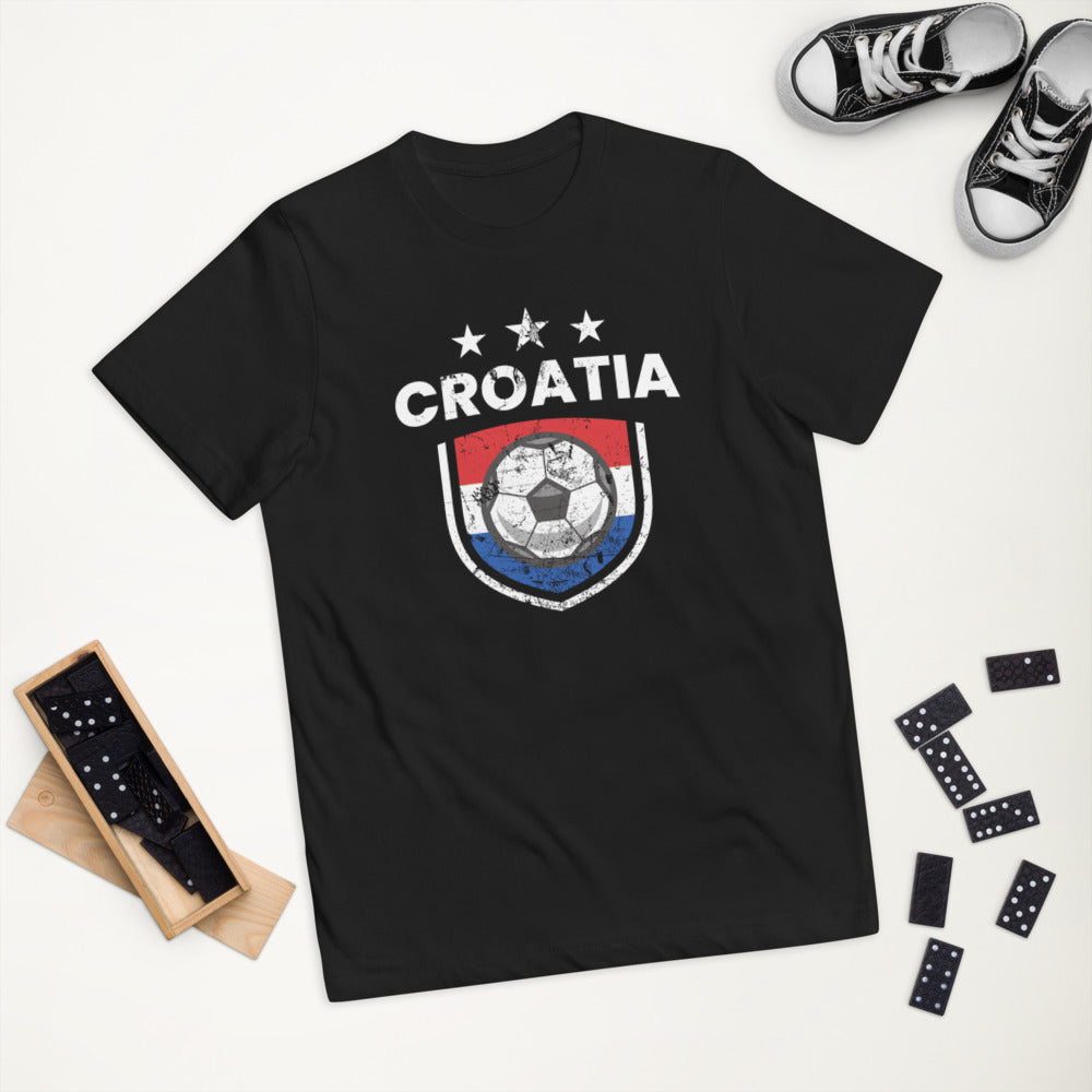 Retro Croatia Soccer Team Football Fan Country Croatian Flag Youth Jersey T-Shirt