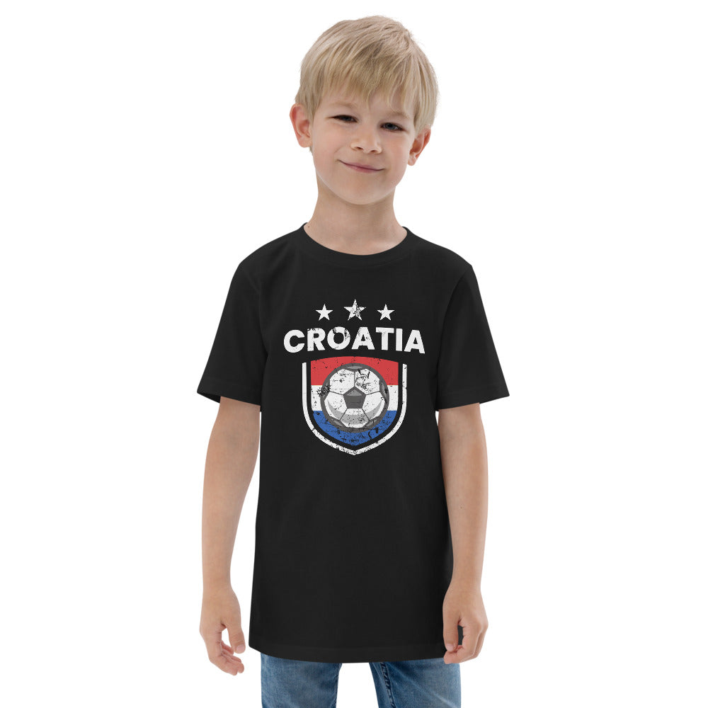 Retro Croatia Soccer Team Football Fan Country Croatian Flag Youth Jersey T-Shirt