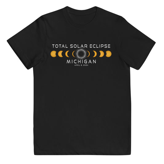 Michigan Solar Eclipse 2024 April 8 Souvenir Youth Jersey T-Shirt