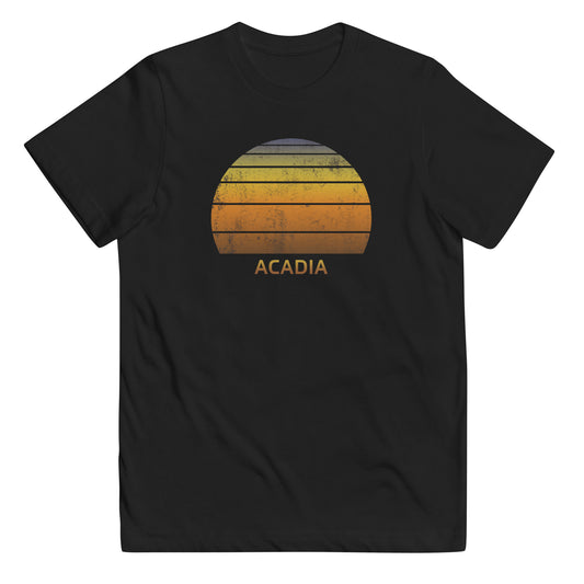 Retro Acadia National Park Souvenir Vacation Sunset Youth Jersey T-Shirt