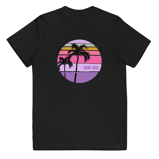 Cool Ocho Rios Jamaica Palm Tree Artistic Vacation Souvenir Youth Jersey T-Shirt