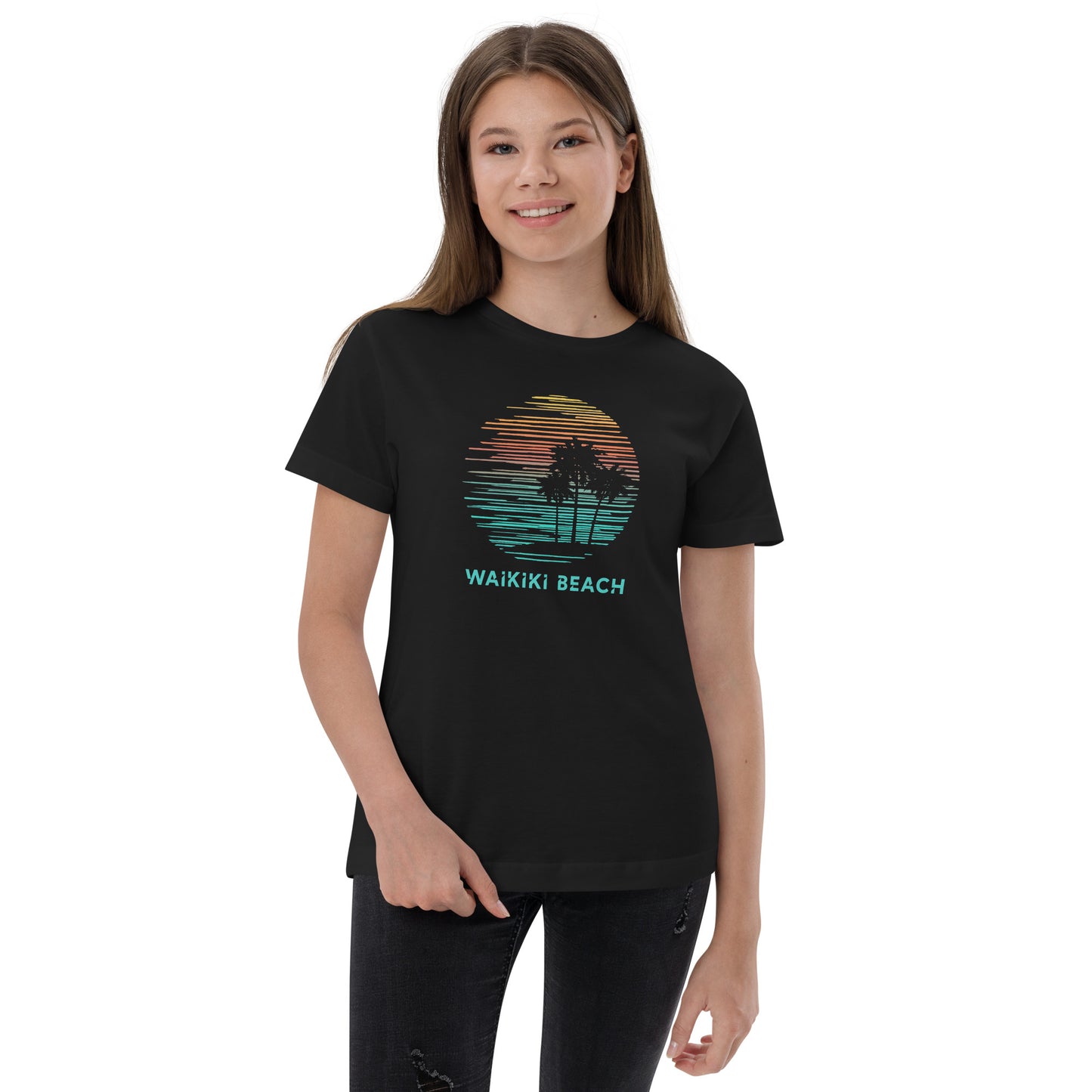 Waikiki Beach Oahu Hawaii Hawaiian Vacation Souvenir Youth Jersey T-Shirt