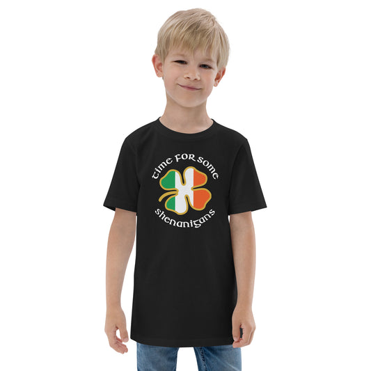 Funny Time For Some Shenanigans Irish Flag St. Patrick's Day Youth Jersey T-Shirt