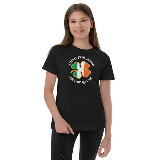 Funny Time For Some Shenanigans Irish Flag St. Patrick's Day Youth Jersey T-Shirt