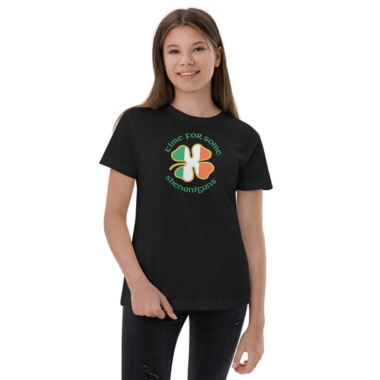 Funny Time For Some Shenanigans Irish Flag St. Patrick's Day Youth Jersey T-Shirt