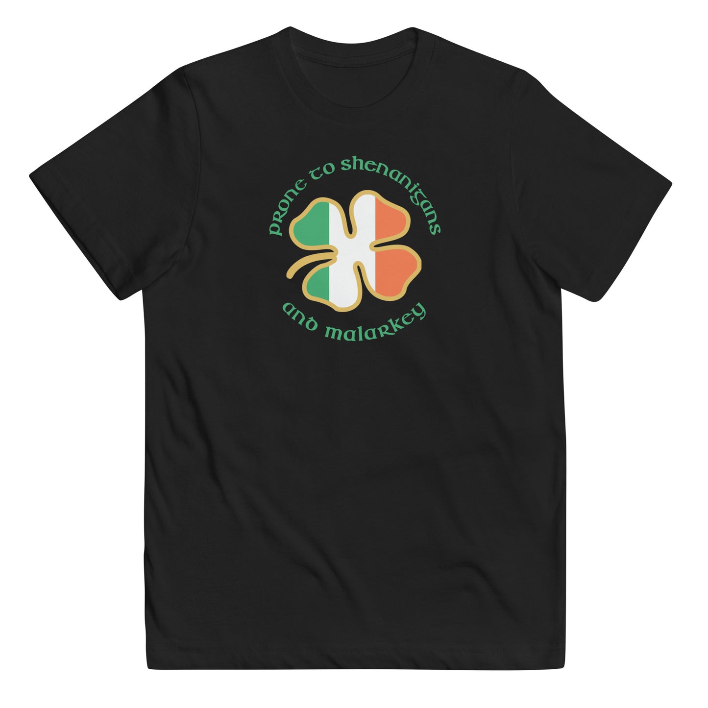 Funny Prone To Shenanigans & Malarkey Irish Flag St. Patrick's Day Youth Jersey T-Shirt