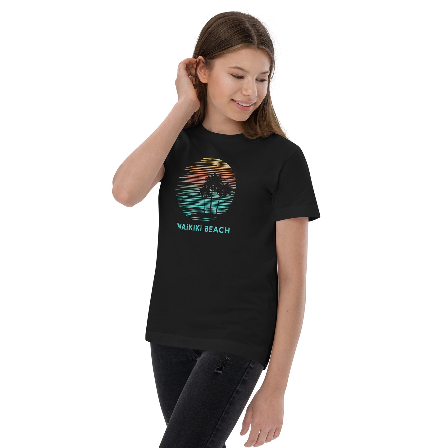 Waikiki Beach Oahu Hawaii Hawaiian Vacation Souvenir Youth Jersey T-Shirt