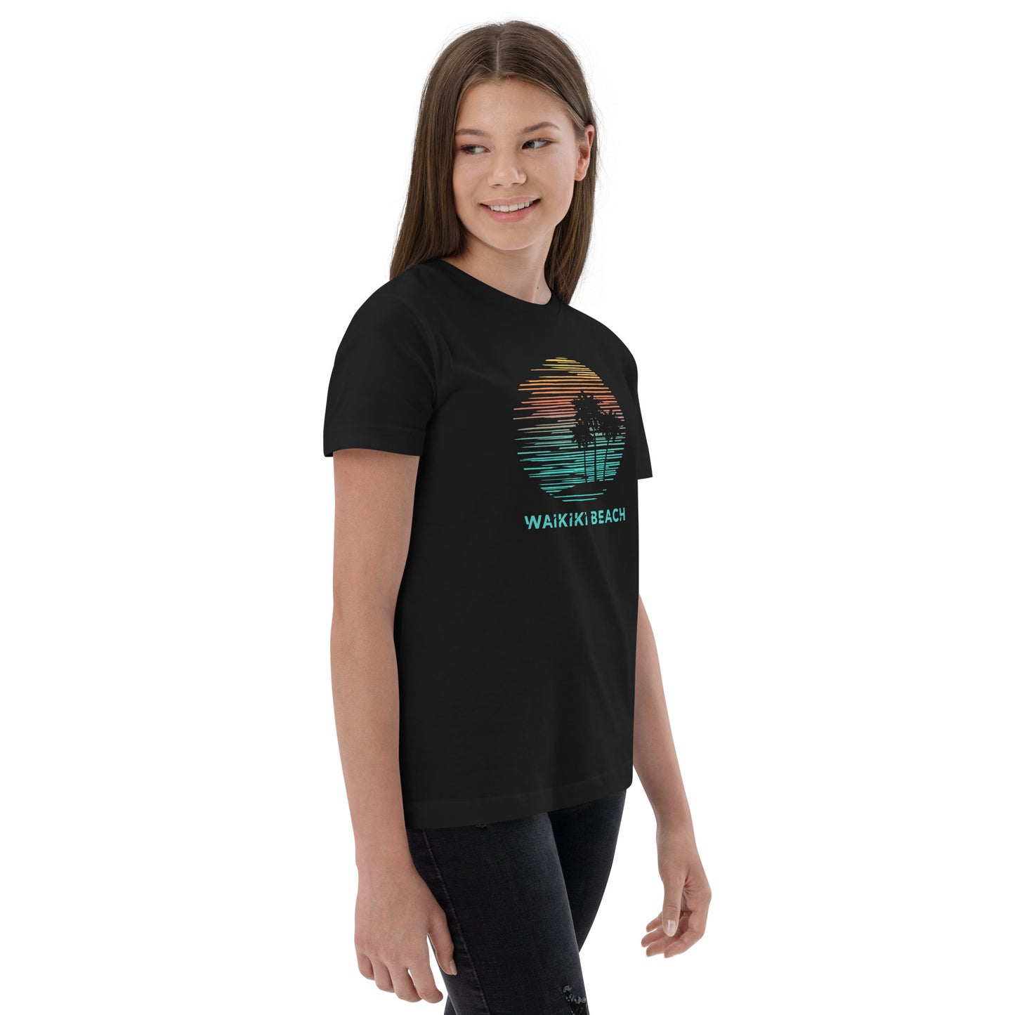 Waikiki Beach Oahu Hawaii Hawaiian Vacation Souvenir Youth Jersey T-Shirt