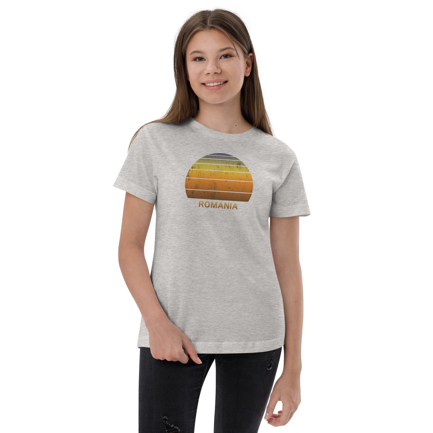 Retro Romania Vacation Souvenir Sunset Youth Jersey T-Shirt