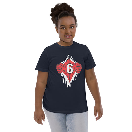 Cool Superhero Comic Cartoon 6th Birthday Kids Turning 3 Years Old Youth Jersey T-Shirt