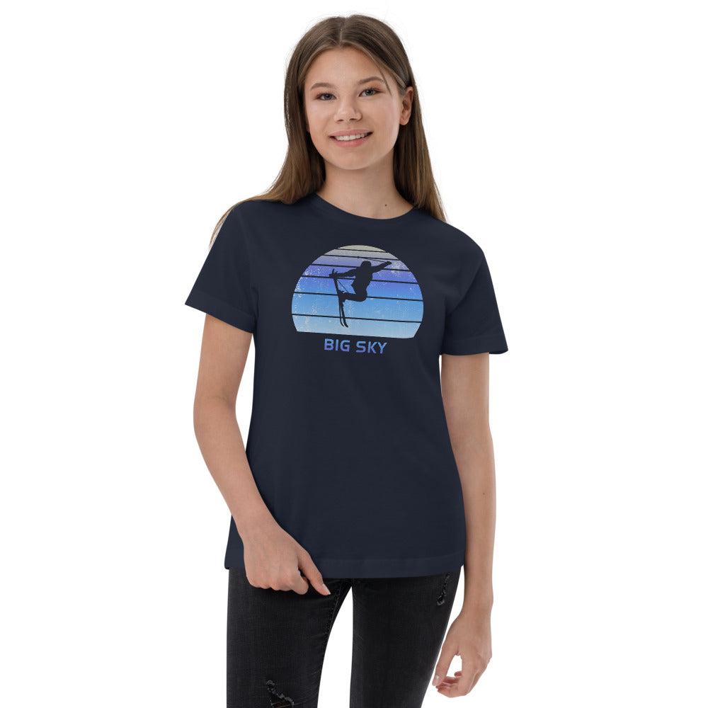 Retro Big Sky Montana Skiing Fan Youth Jersey T-Shirt