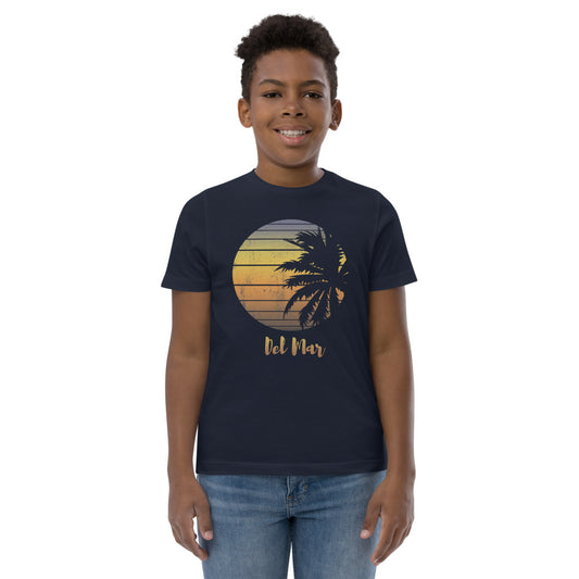 Retro Del Mar California Beach Vacation Souvenir Palm Tree Youth Jersey T-Shirt