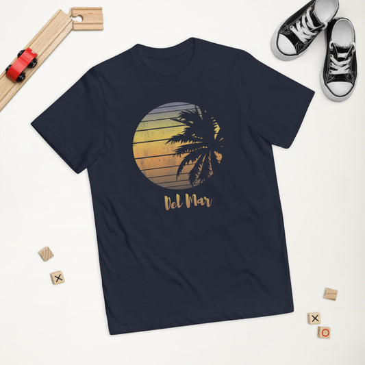 Retro Del Mar California Beach Vacation Souvenir Palm Tree Youth Jersey T-Shirt