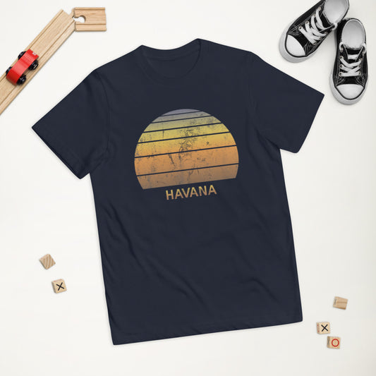 Retro Havana Cuba  Beach Vacation Souvenir Youth Jersey T-Shirt