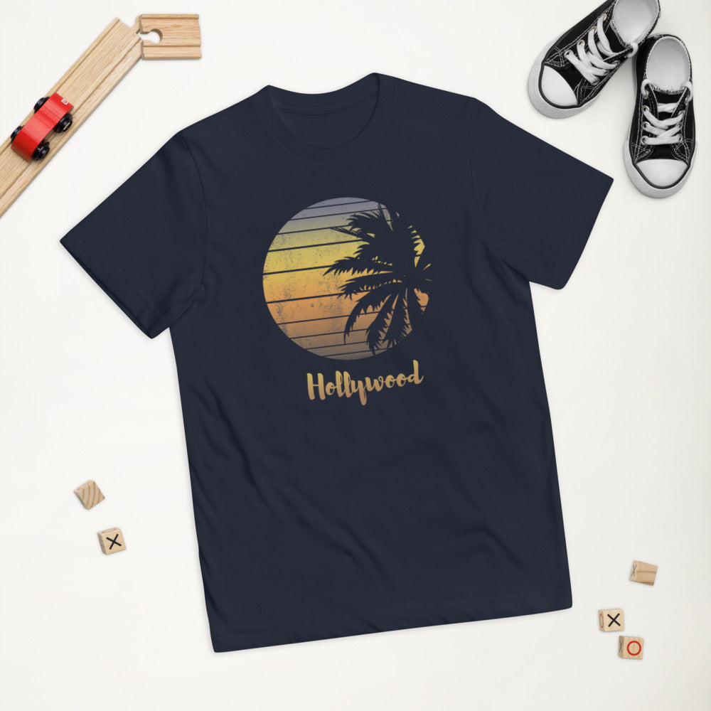 Retro Hollywood Florida  Palm Tree Vacation Souvenir Youth Jersey T-Shirt