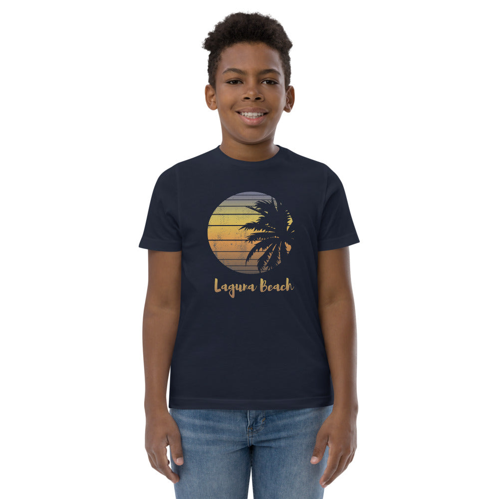 Retro Laguna Beach California Vacation Souvenir Palm Tree Youth Jersey T-Shirt