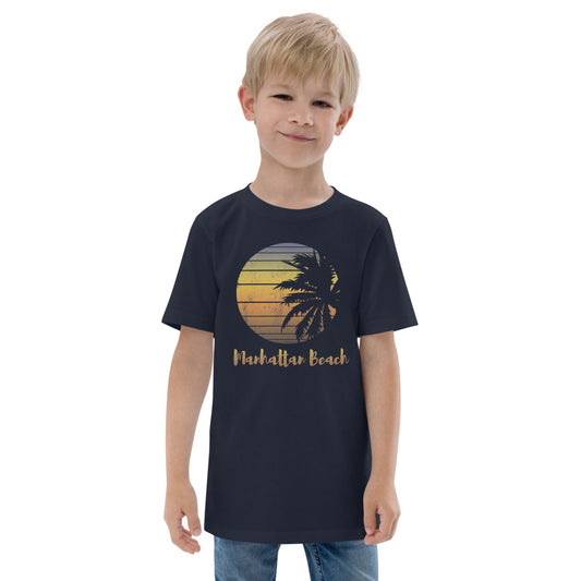 Retro Manhattan Beach California Cool Vacation Souvenir Palm Tree Youth Jersey T-Shirt