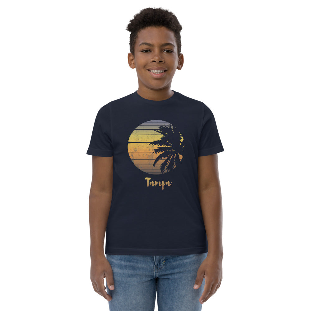 Retro Tampa Florida Beach Palm Tree Vacation Souvenir Youth Jersey T-Shirt