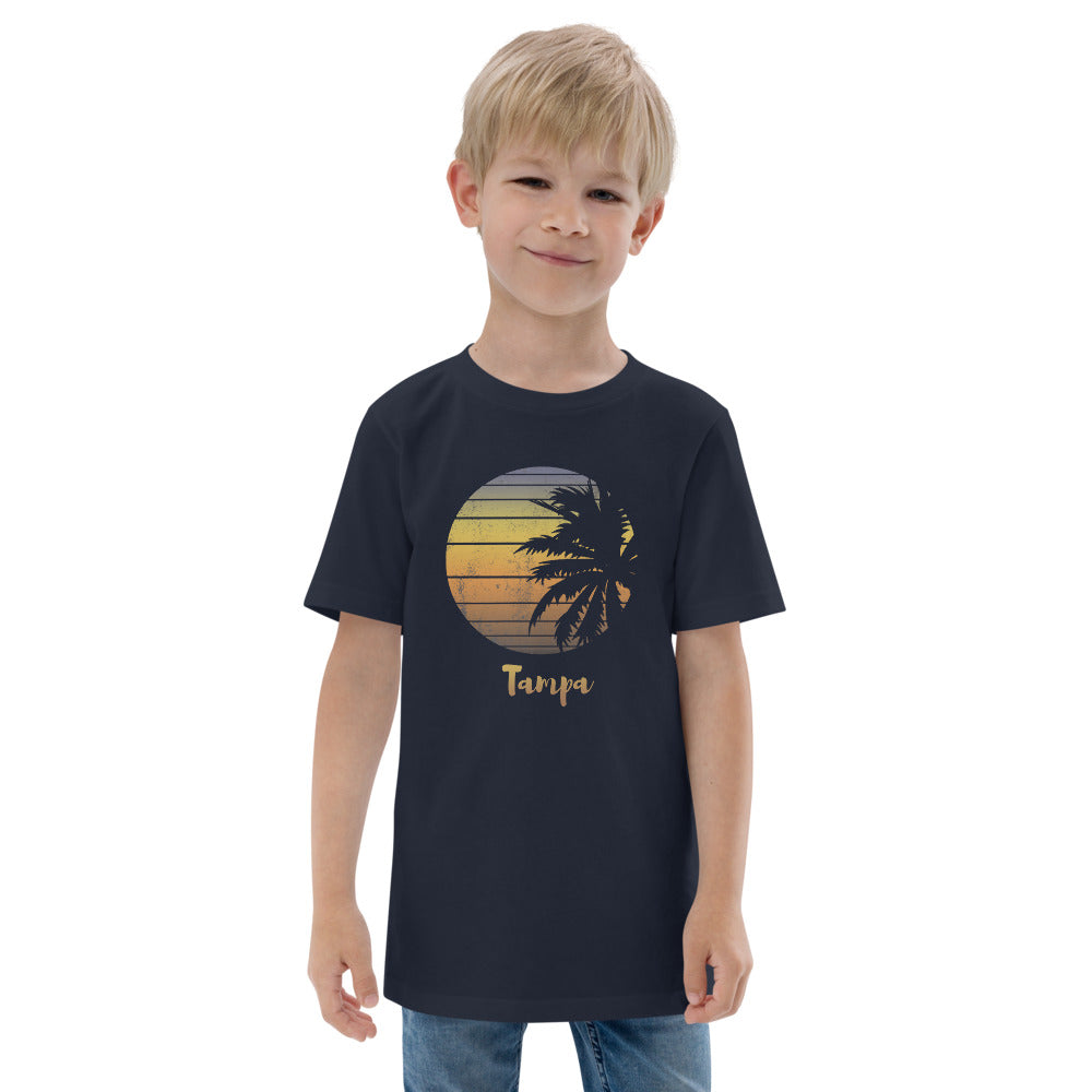 Retro Tampa Florida Beach Palm Tree Vacation Souvenir Youth Jersey T-Shirt