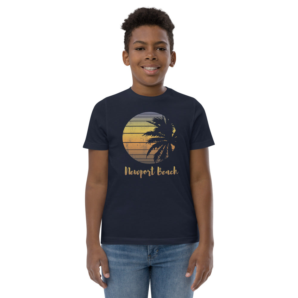 Retro Newport Beach California Cool Vacation Souvenir Palm Tree Youth Jersey T-Shirt