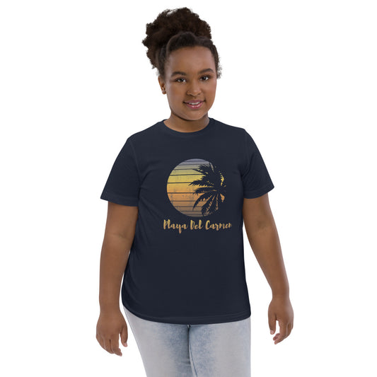 Retro Playa Del Carmen Mexico Beach Family Vacation Souvenir Palm Tree Youth Jersey T-Shirt