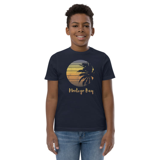 Retro Montego Bay Jamaica Beach Palm Tree Vacation Souvenir Youth Jersey T-Shirt