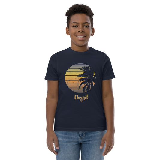 Retro Negril Jamaica  Beach Palm Tree Vacation Souvenir Youth Jersey T-Shirt