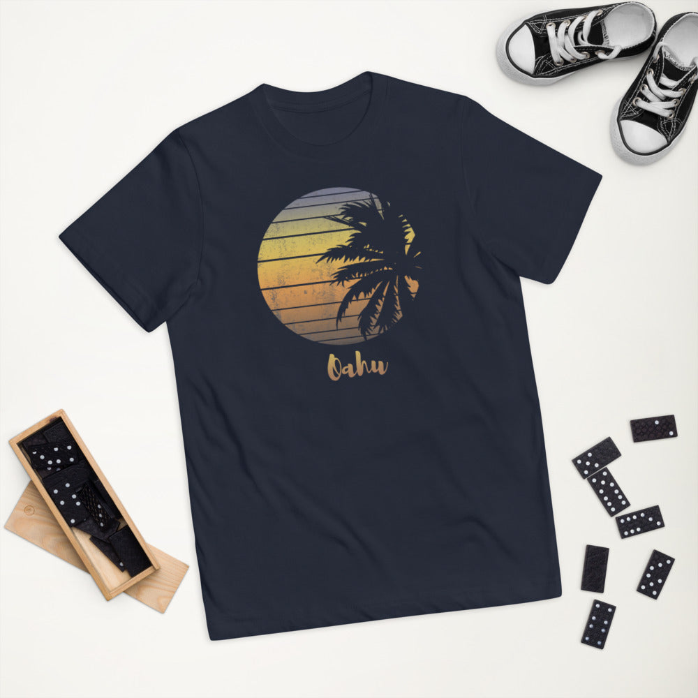 Retro Oahu Hawaii Hawaiian Beach Vacation Souvenir Youth Jersey T-Shirt