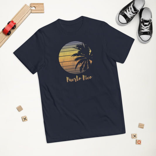 Retro Puerto Rico  Beach Palm Tree Vacation Souvenir Youth Jersey T-Shirt