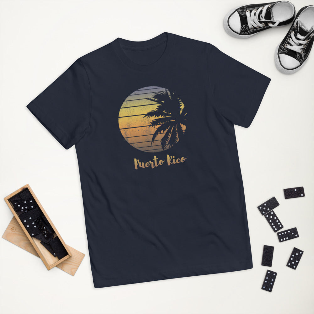 Retro Puerto Rico  Beach Palm Tree Vacation Souvenir Youth Jersey T-Shirt