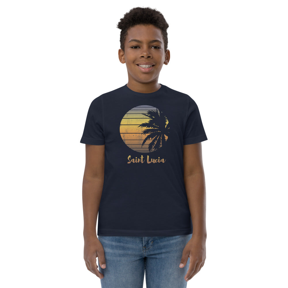 Retro Saint Lucia  Beach Palm Tree Vacation Souvenir Youth Jersey T-Shirt