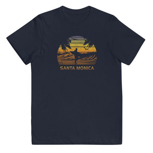 Retro Santa Monica California Surfing Fan Surfer Beach Sunset Souvenir Youth Jersey T-Shirt