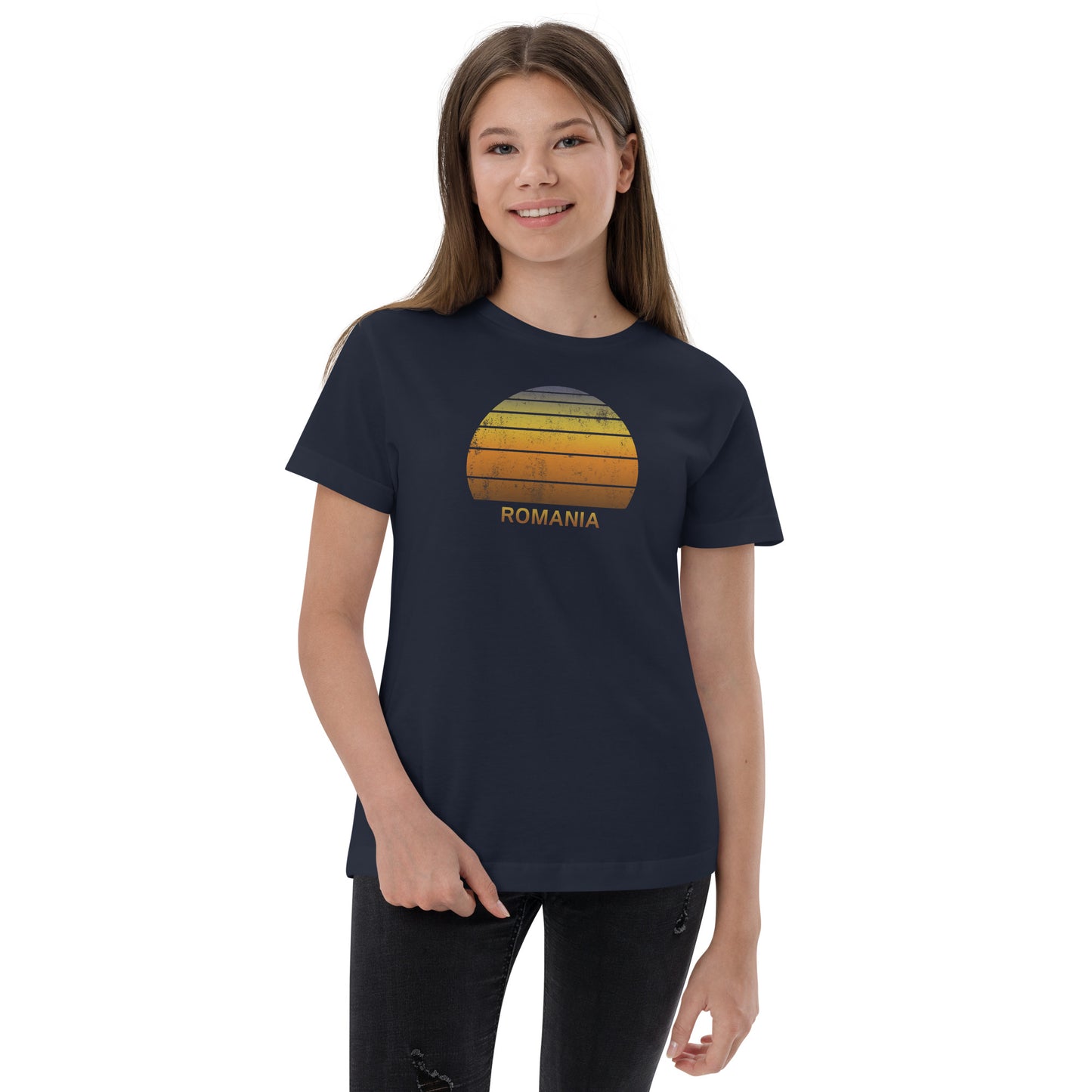 Retro Romania Vacation Souvenir Sunset Youth Jersey T-Shirt