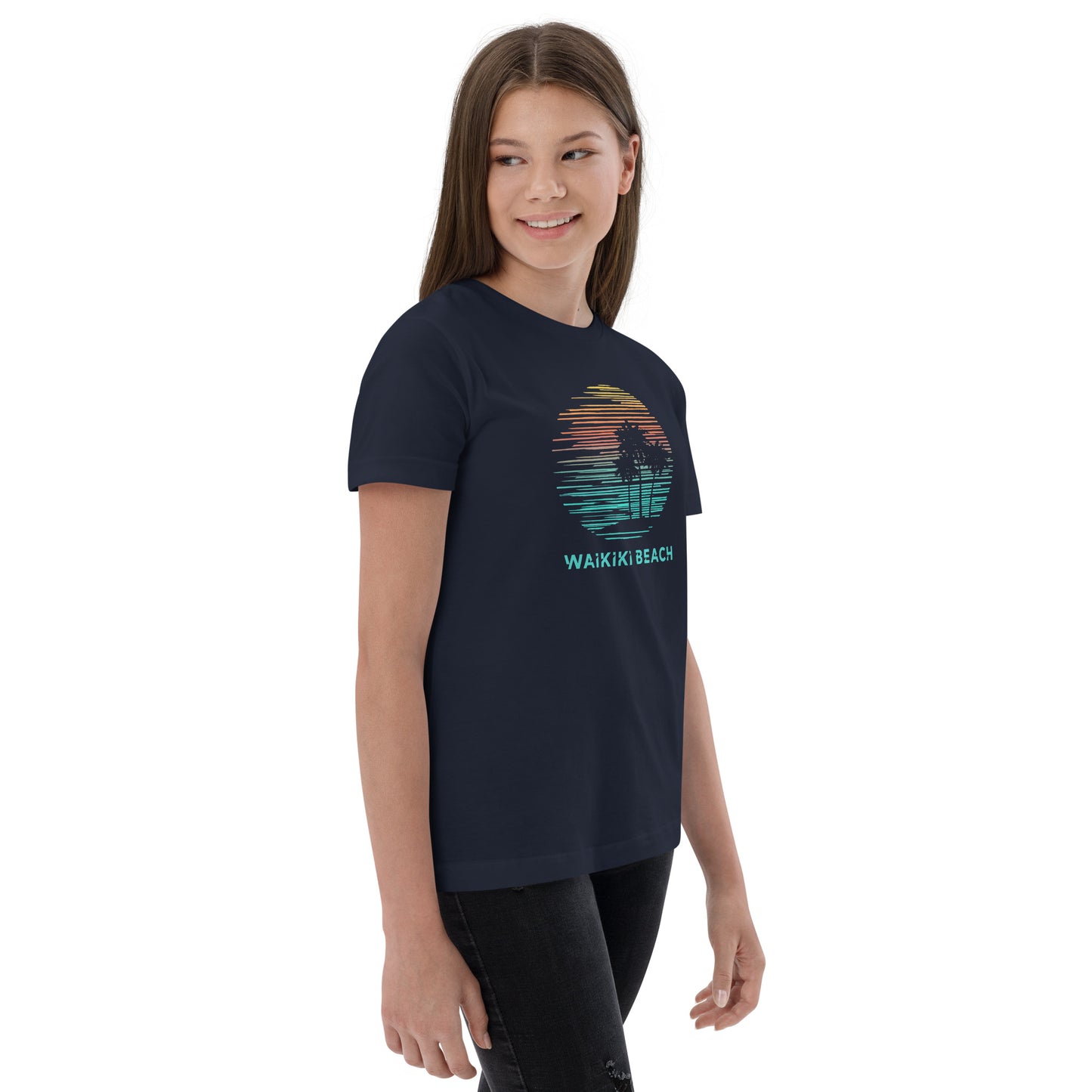 Waikiki Beach Oahu Hawaii Hawaiian Vacation Souvenir Youth Jersey T-Shirt