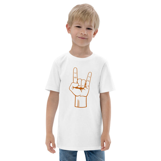 Texas Rocker Long Horn Hand Sign College Football Fan Youth Jersey T-Shirt