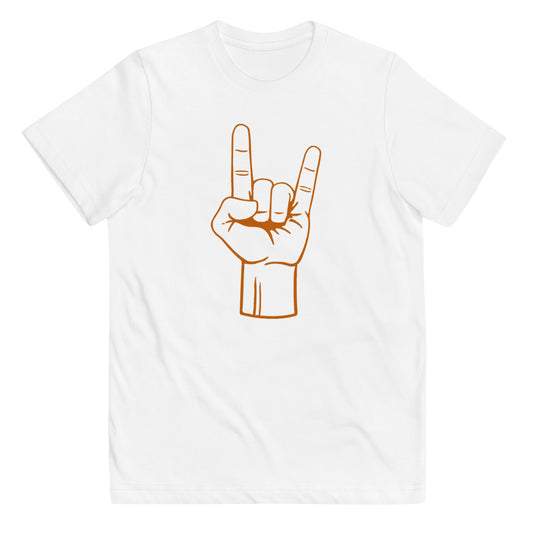 Texas Rocker Long Horn Hand Sign College Football Fan Youth Jersey T-Shirt