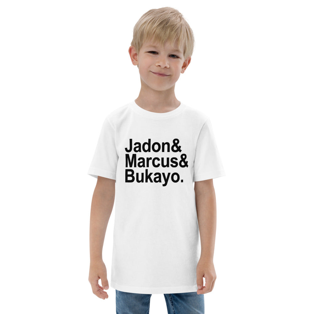 Jaydon Marcus Bukayo Slogan Soccer Football Fan Youth Jersey T-Shirt