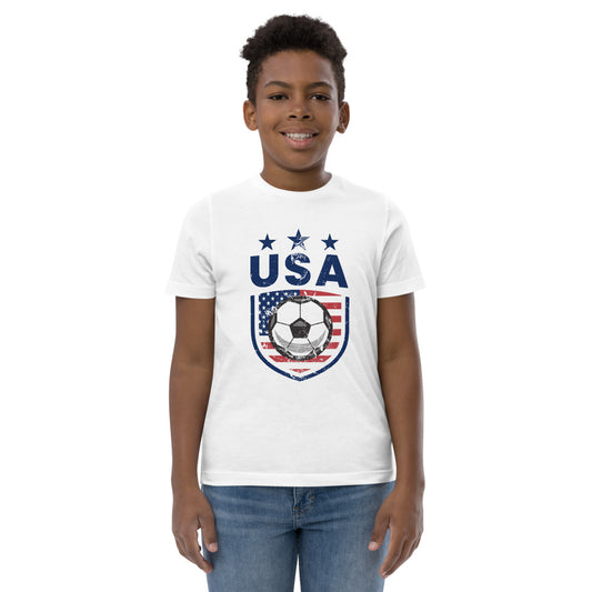 Retro USA Soccer Team Football Fan Country American Flag Youth Jersey T-Shirt