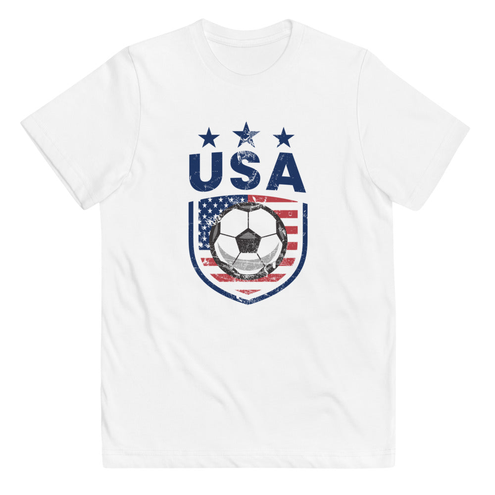 Retro USA Soccer Team Football Fan Country American Flag Youth Jersey T-Shirt