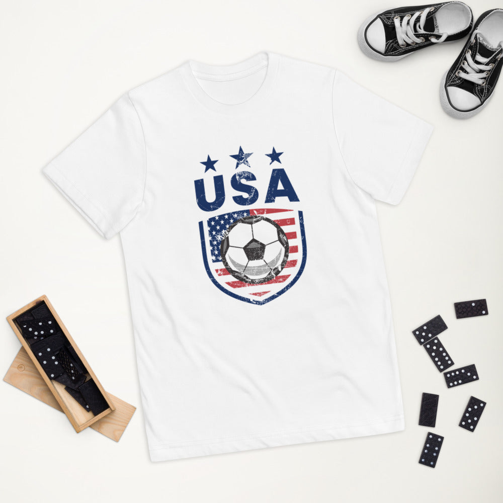 Retro USA Soccer Team Football Fan Country American Flag Youth Jersey T-Shirt