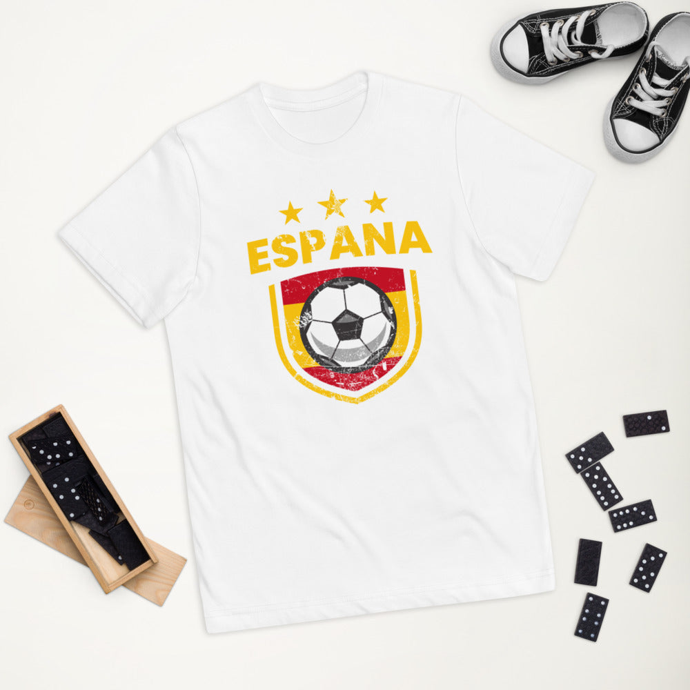 Retro Spain Soccer Team Football Fan Country Espana Spanish Flag Youth Jersey T-Shirt