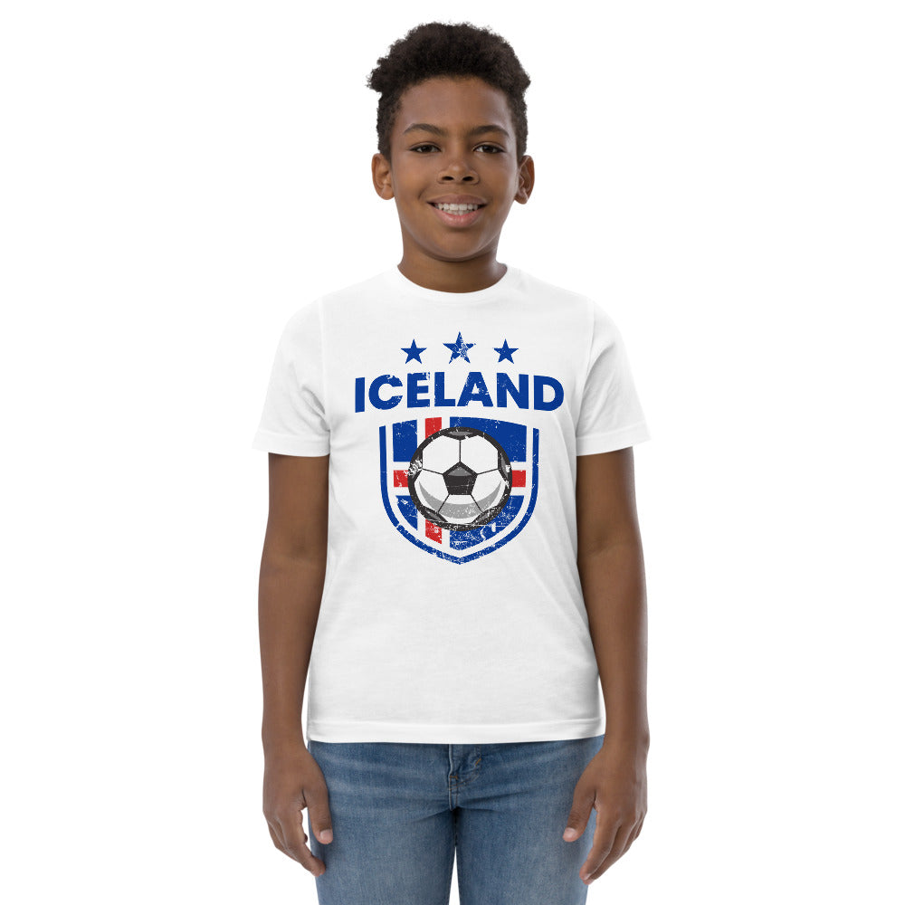 Retro Iceland Soccer Team Football Fan Country Icelandic Flag Youth Jersey T-Shirt