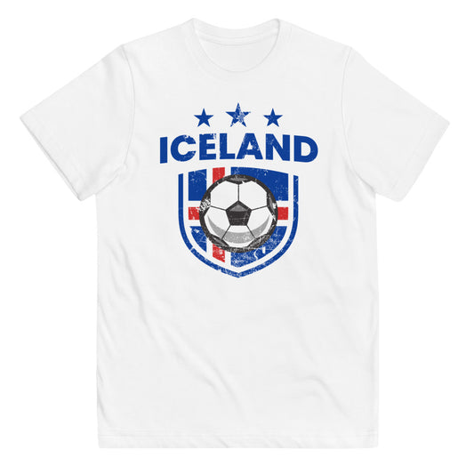 Retro Iceland Soccer Team Football Fan Country Icelandic Flag Youth Jersey T-Shirt