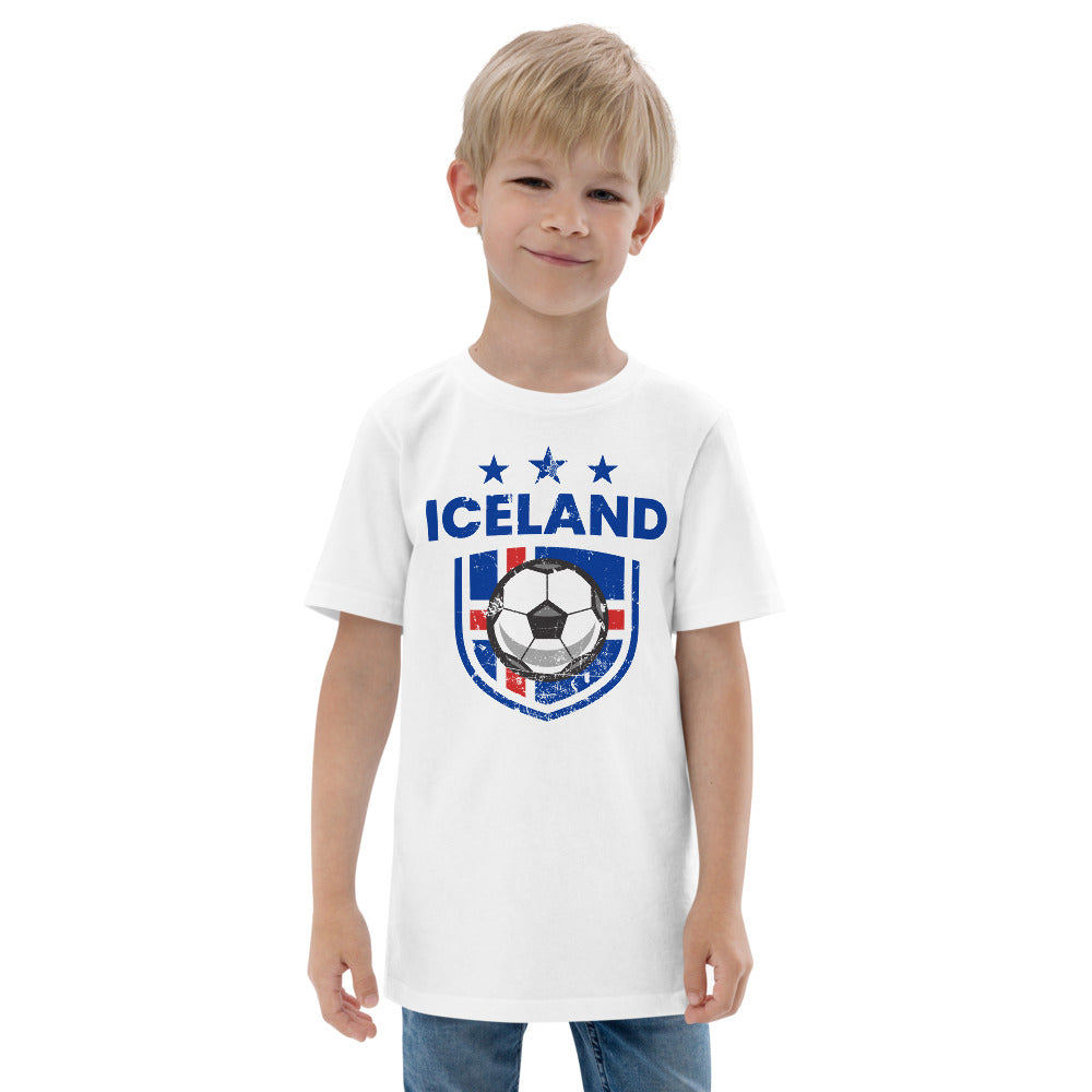 Retro Iceland Soccer Team Football Fan Country Icelandic Flag Youth Jersey T-Shirt