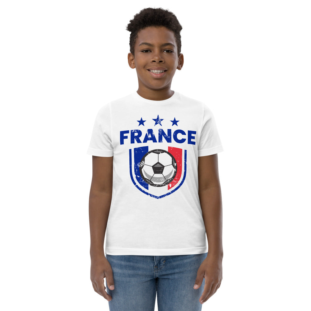 Retro France Soccer Team Football Fan Country French Flag Youth Jersey T-Shirt