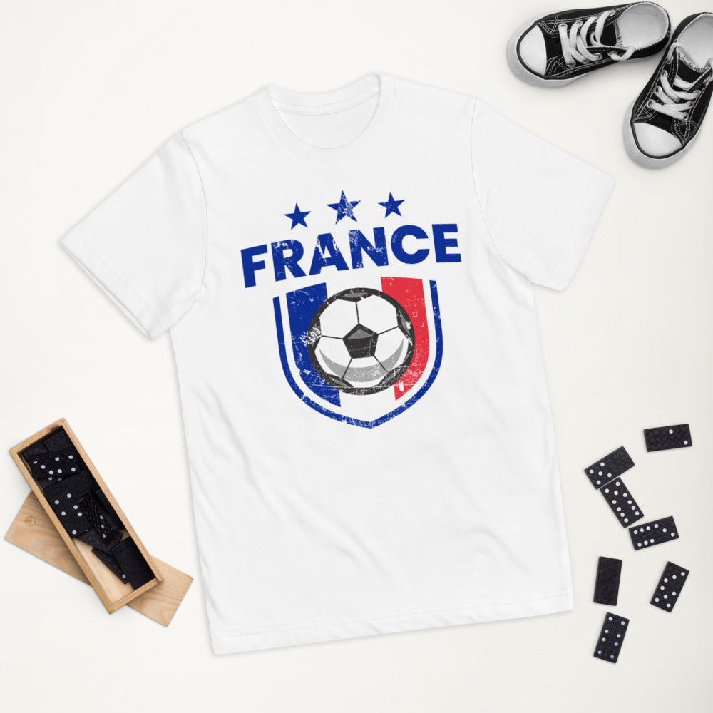 Retro France Soccer Team Football Fan Country French Flag Youth Jersey T-Shirt