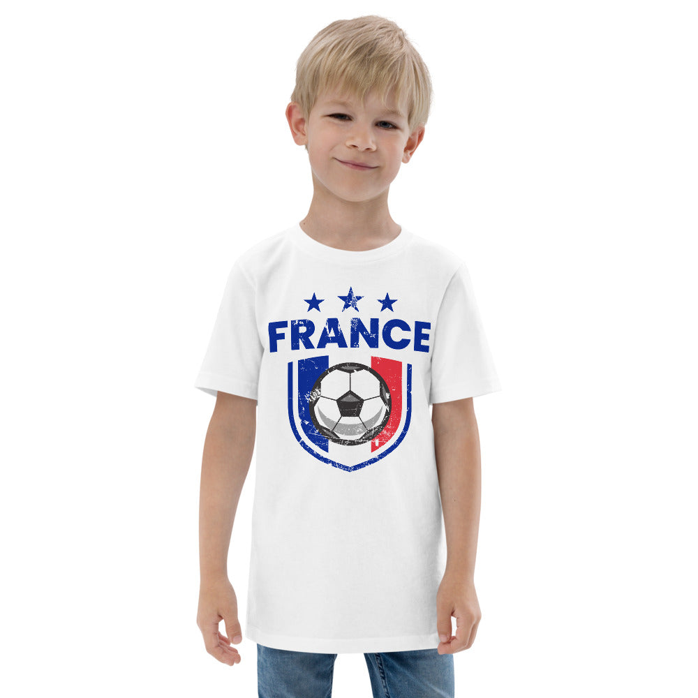 Retro France Soccer Team Football Fan Country French Flag Youth Jersey T-Shirt