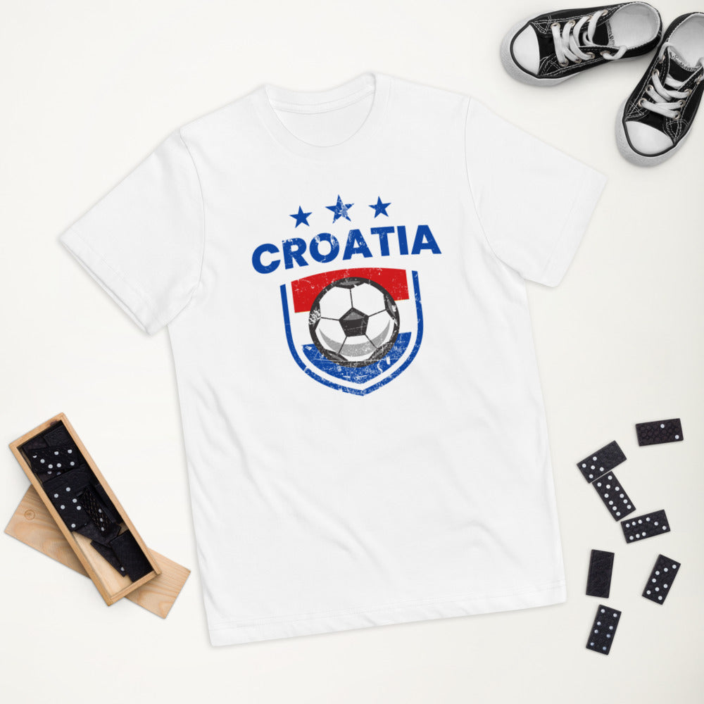 Retro Croatia Soccer Team Football Fan Country Croatian Flag Youth Jersey T-Shirt