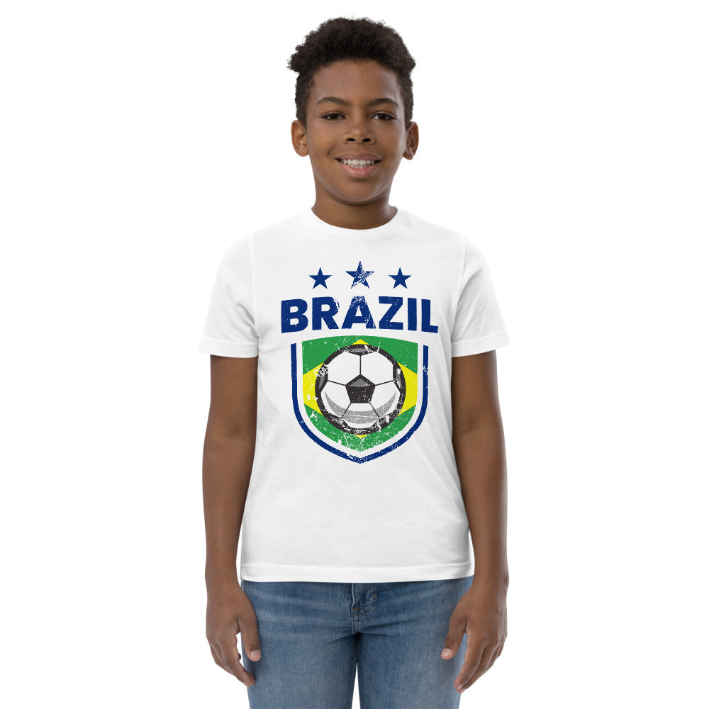 Retro Brazil Soccer Team Football Fan Country Brasil Brazilian Flag Youth Jersey T-Shirt